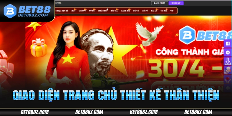Giao diện trang chủ thiết kế thân thiện